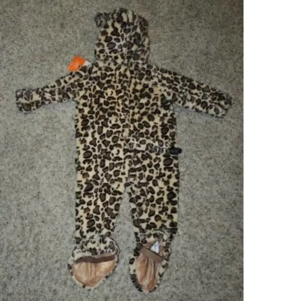 Leopard Halloween Costume 18/24 mths Brown 1 Piece Plush Hooded Jumpsuit Toddler